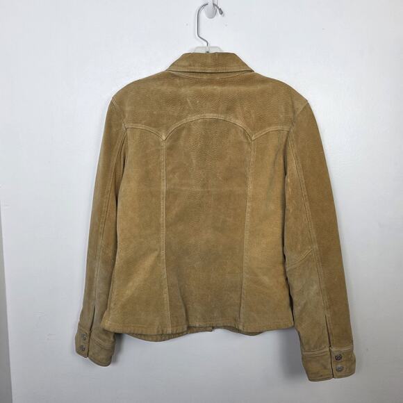 Vintage Live A Little Tan Leather Western Cowgirl Festival Button Up Shirt Sz M - Picture 5 of 9